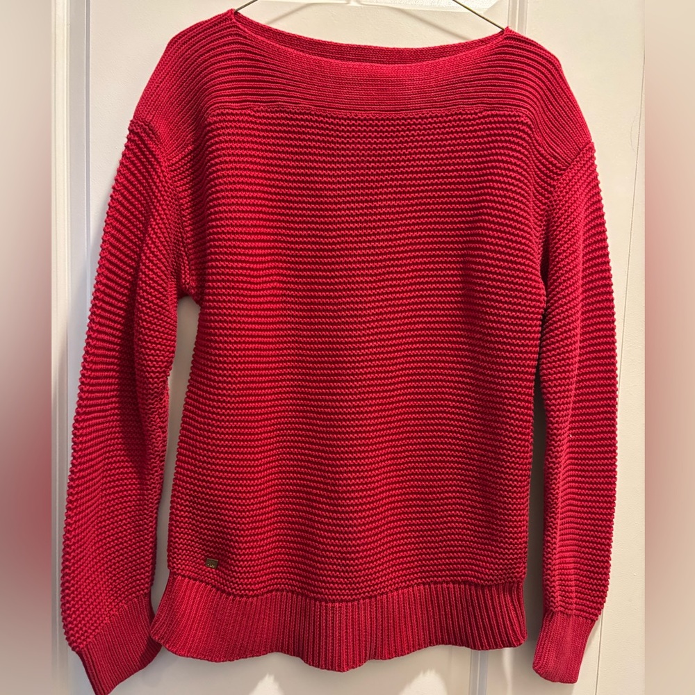 Lauren Ralph Lauren Chunky Knit Red Boatneck Sweater Medium